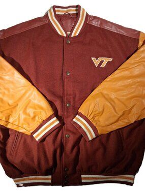 VT Hokies Varsity Jacket Steve & Barry's Maroon Faux Leather Wool XXL Vintage Y2